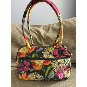 Vera Bradley Bowler Bag In Jazzy Blooms Pink Orange Gray